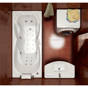 Ванна акриловая Triton Персей Люкс Flat 190x90 (с краном-переключателем, гидромассажем и аэромассажем) в интерьере