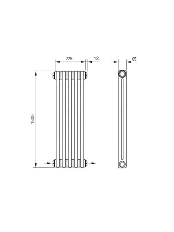 Радиатор стальной Arbonia 2180 БПЛ (5 секций) серый схема