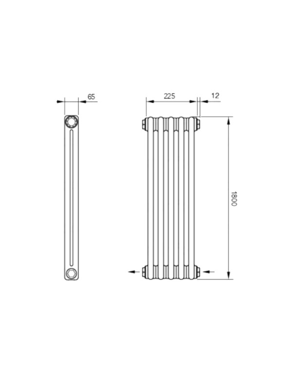 Радиатор стальной Arbonia 2180 БПП (5 секций) черный схема
