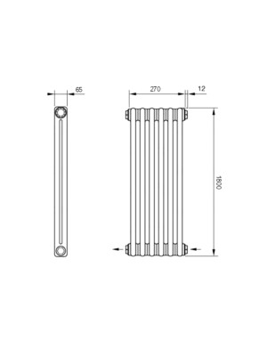Радиатор стальной Arbonia 2180 БПП (6 секций) черный схема
