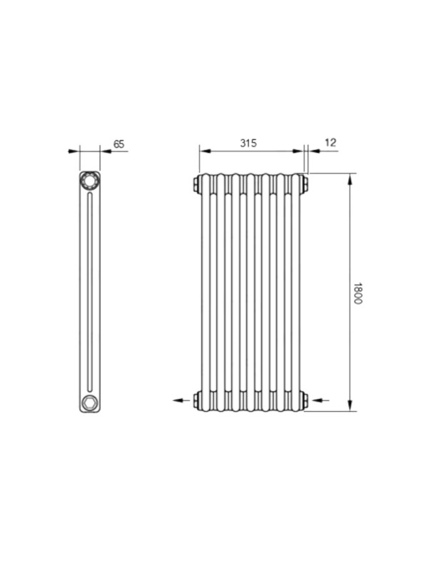 Радиатор стальной Arbonia 2180 БПП (7 секций) черный схема