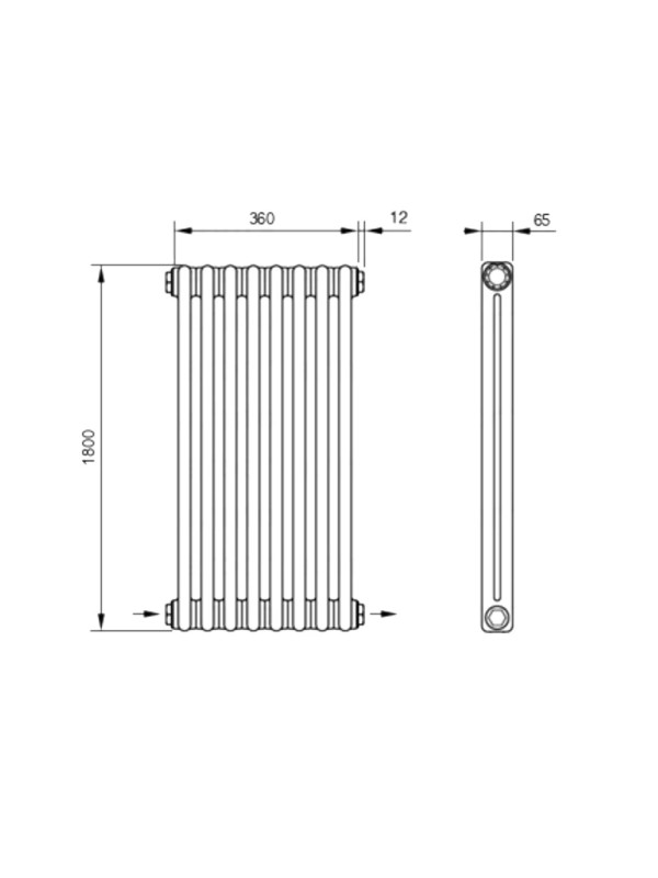 Радиатор стальной Arbonia 2180 БПЛ (8 секций) серый схема