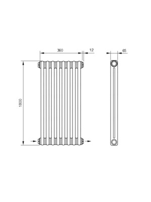 Радиатор стальной Arbonia 2180 БПЛ (8 секций) серый схема