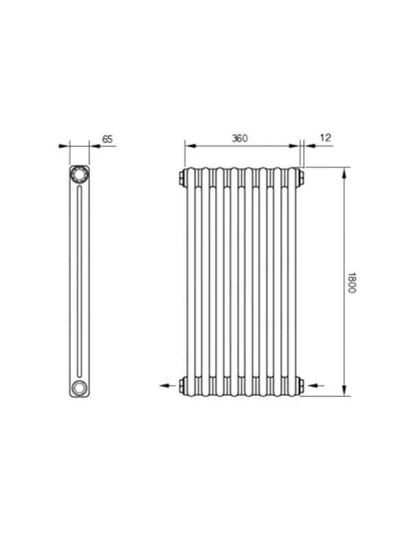 Радиатор стальной Arbonia 2180 БПП (8 секций) черный схема