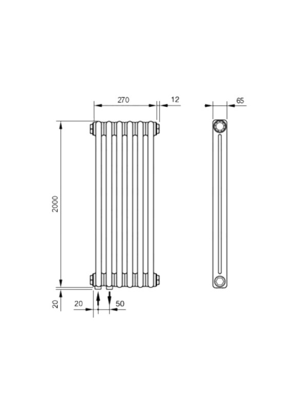 Радиатор стальной Arbonia 2200 НПЛ (6 секций) схема