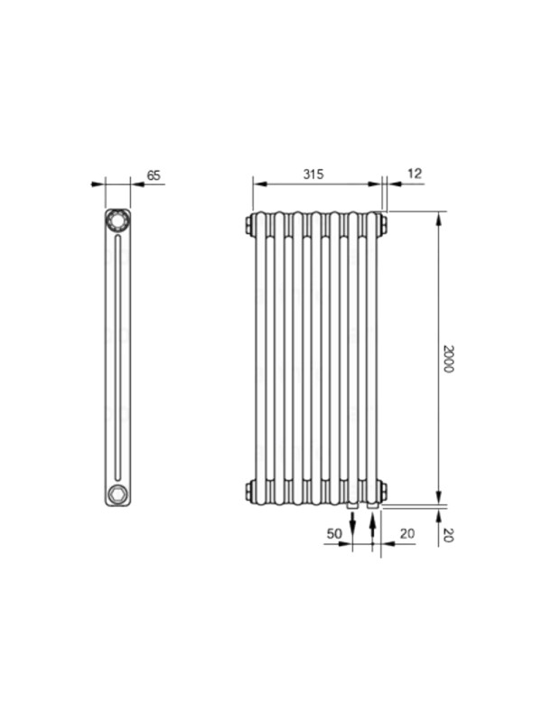 Радиатор стальной Arbonia 2200 (7 секций) схема