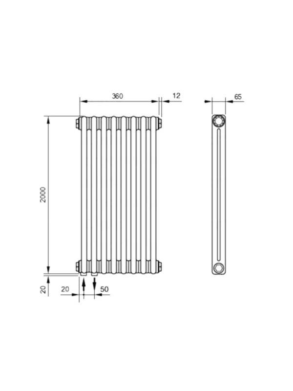 Радиатор стальной Arbonia 2200 НПЛ (8 секций) схема