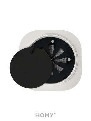Вентиляционная решетка теневая с вентилятором с таймером и регулировкой воздуха HOMY AIR Круглый A125BRT (d200) черная спереди