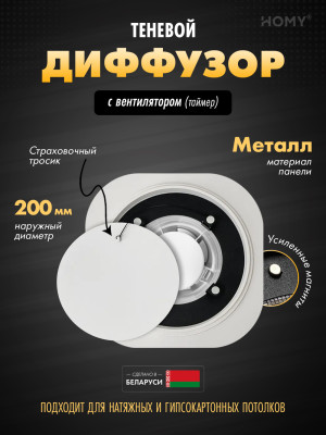 Вентиляционная решетка теневая с вентилятором с таймером HOMY AIR Круглый A125WT (d200) белая