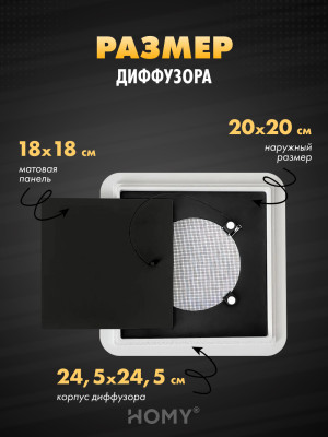 Вентиляционная решетка теневая HOMY AIR Квадратный AS125B (20x20) черная размер