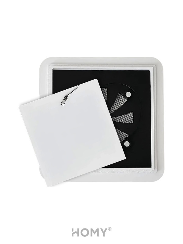 Вентиляционная решетка теневая с регулировкой воздуха HOMY AIR Квадратный AS125WR (20x20) белая спереди