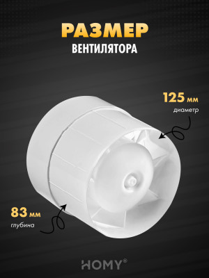 Вентиляционная решетка теневая с вентилятором с таймером и регулировкой воздуха HOMY AIR Квадратный AS125WRT (20x20) белая размер вентилятора