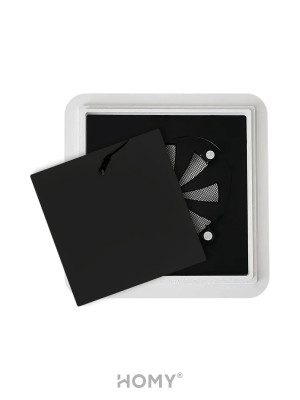 Вентиляционная решетка теневая с вентилятором с таймером и регулировкой воздуха HOMY AIR Квадратный AS125BRT (20x20) черная спереди