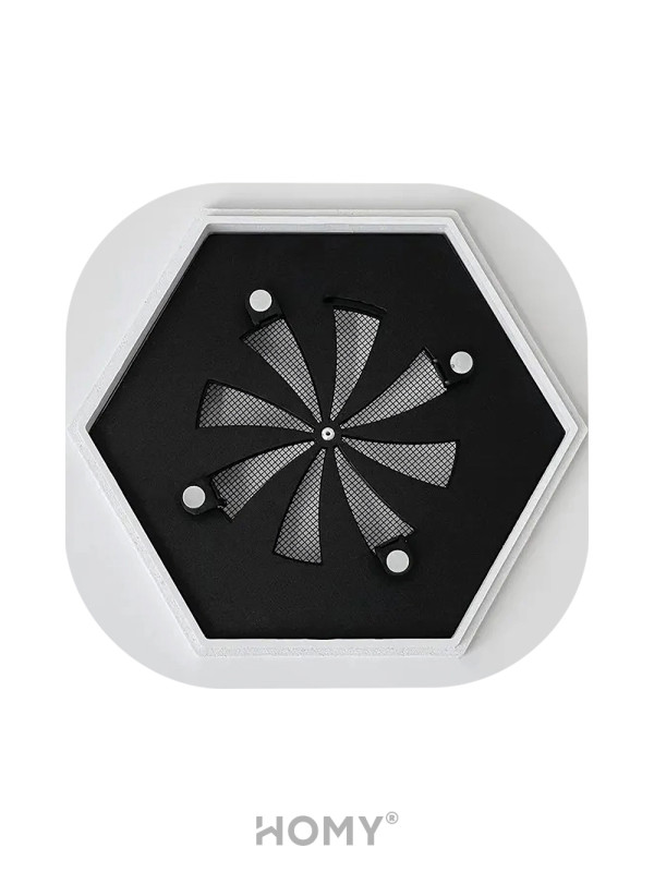 Вентиляционная решетка теневая с вентилятором и регулировкой воздуха HOMY AIR Гексагон AH100WRS (17x15) белая регулировка