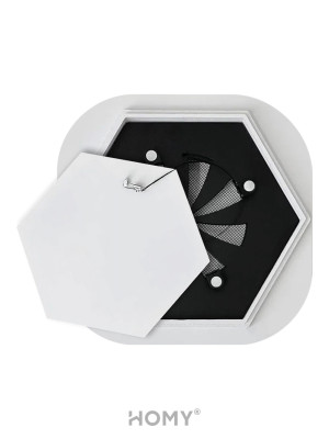 Вентиляционная решетка теневая с вентилятором с таймером и регулировкой воздуха HOMY AIR Гексагон AH100WTS (17x15) белая спереди