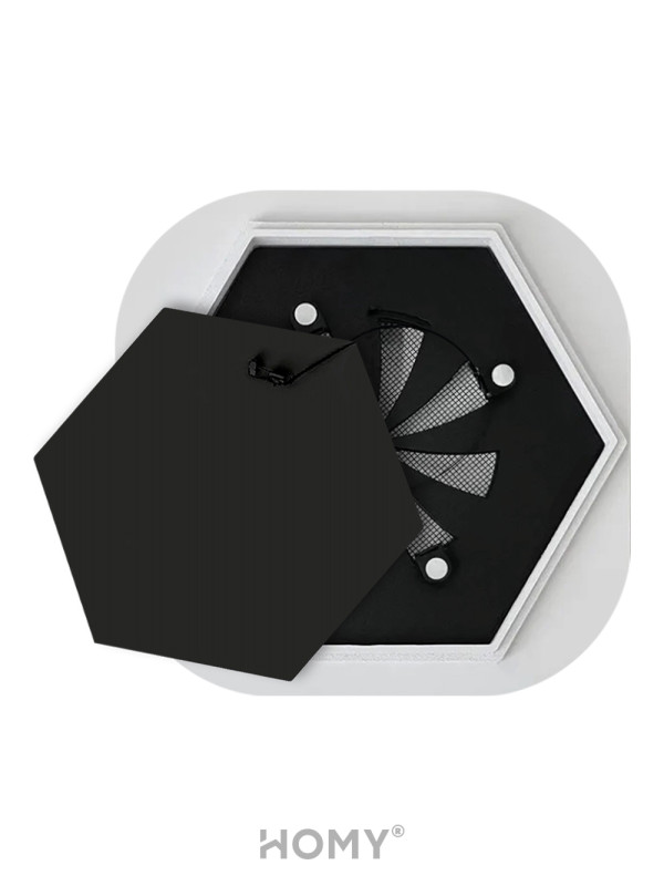 Вентиляционная решетка теневая с вентилятором и регулировкой воздуха HOMY AIR Гексагон AH100BRS (17x15) черная сп