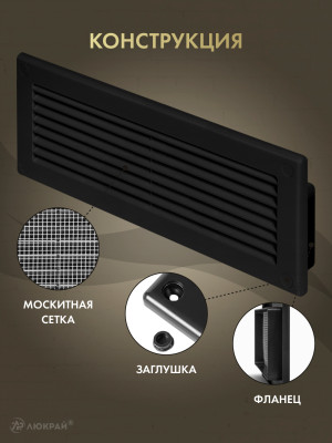 Решетка для пластикового канала Awenta KP204-30CZ (60x204) черная конструкция
