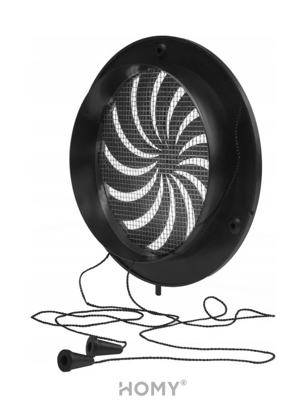 Решетка с сеткой и регулировкой потока воздуха Awenta Classic T86CZ (d125) черная сзади