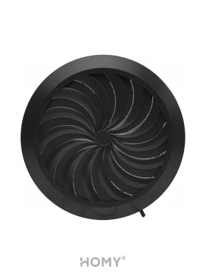 Решетка с сеткой и регулировкой потока воздуха Awenta Classic T86CZ (d125) черная спереди