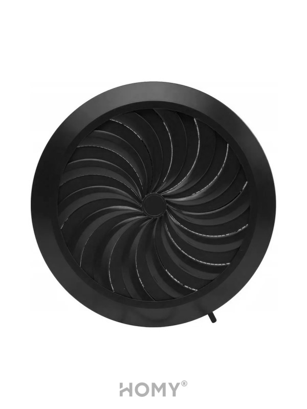 Решетка с сеткой, регулировкой потока воздуха и диаметра Awenta Classic T88CZ (d100-150) черная спереди