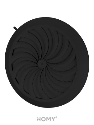 Решетка с сеткой, регулировкой потока воздуха и диаметра Awenta Classic T88CZ (d100-150) черная сбоку