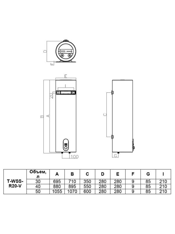 Накопительный водонагреватель Timberk T-WSS30-FS47-V