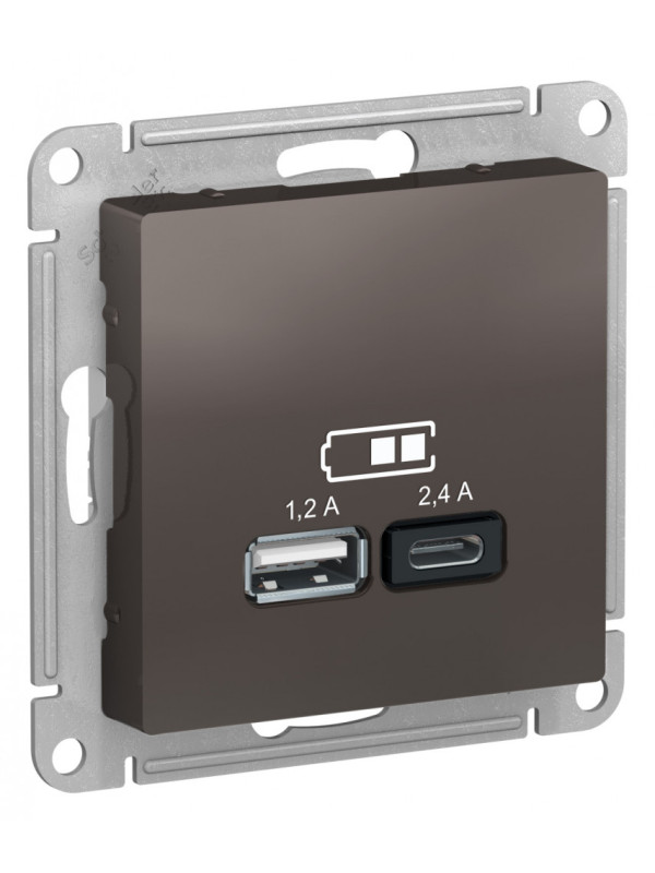 Розетка Systeme Electric AtlasDesign ATN000639 мокко сбоку