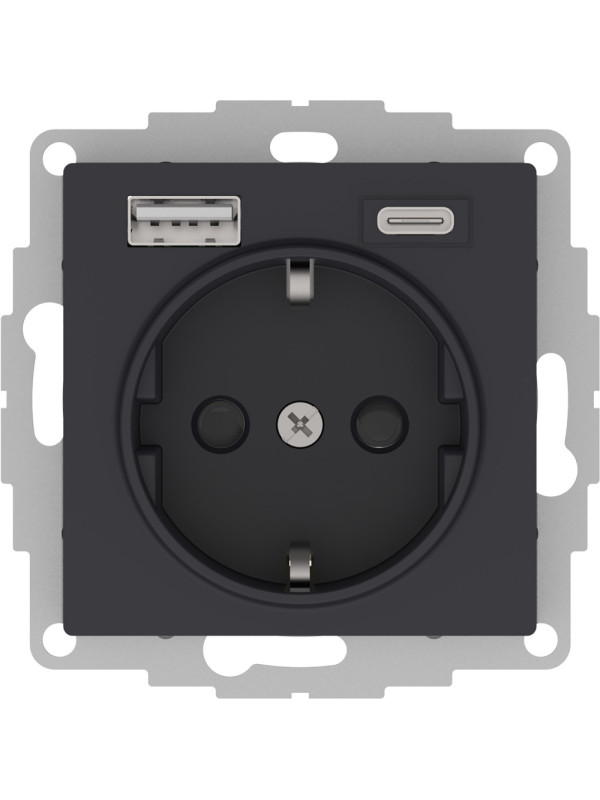 Розетка Systeme Electric AtlasDesign ATN001032 карбон