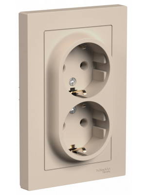 Розетка Systeme Electric AtlasDesign ATN001224 песочный сбоку