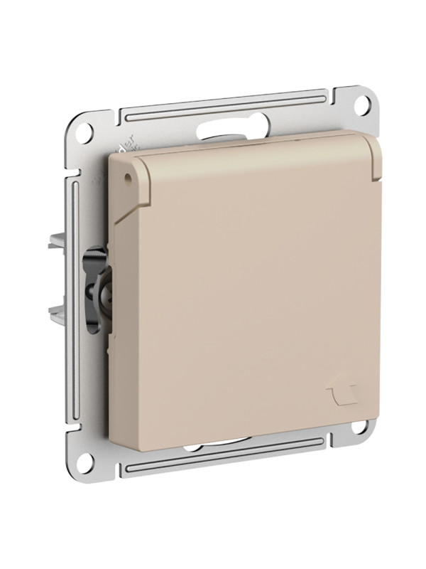 Розетка Systeme Electric AtlasDesign ATN001246 песочный сбоку