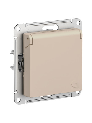 Розетка Systeme Electric AtlasDesign ATN001246 песочный сбоку