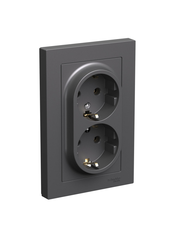 Розетка Systeme Electric AtlasDesign ATN001424 базальт сбоку