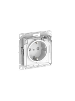 Розетка Systeme Electric AtlasDesign Aqua ATN440146S белый сбоку с крышкой