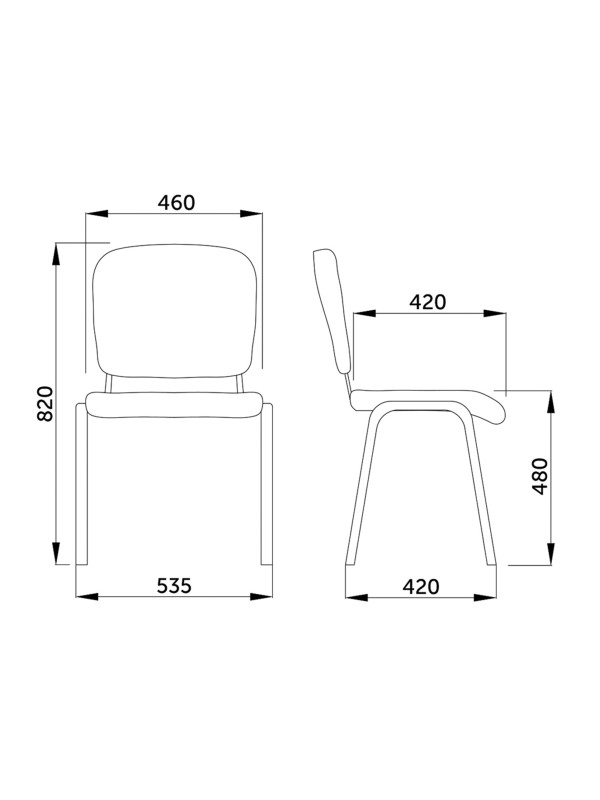 Стул офисный Фабрикант ИЗО CH черный/хром  схема