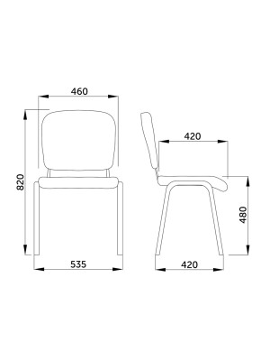Стул офисный Фабрикант ИЗО CH черный/хром  схема