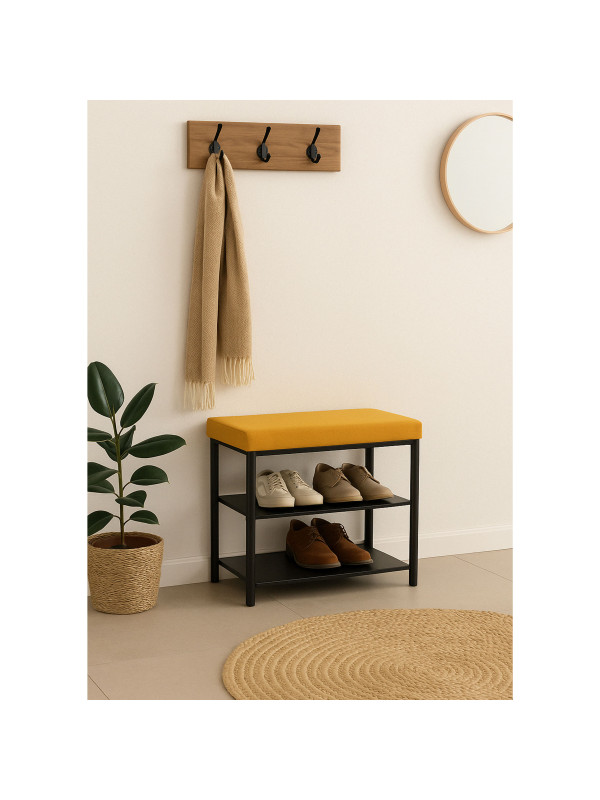 Банкетка ЗМИ Торонто13S горчичный/черный в интерьере