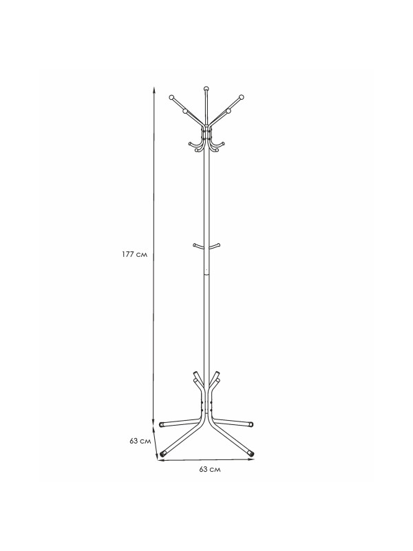 Вешалка напольная ЗМИ Луч 5 черный схема
