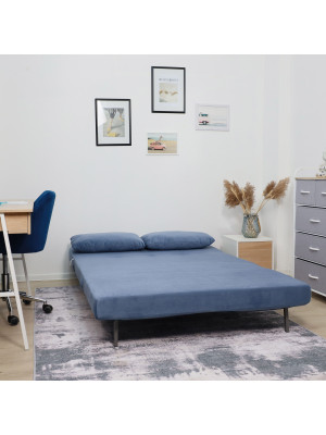 Диван DiArt Элли 120 синий/бук в интерьере в разложенном виде