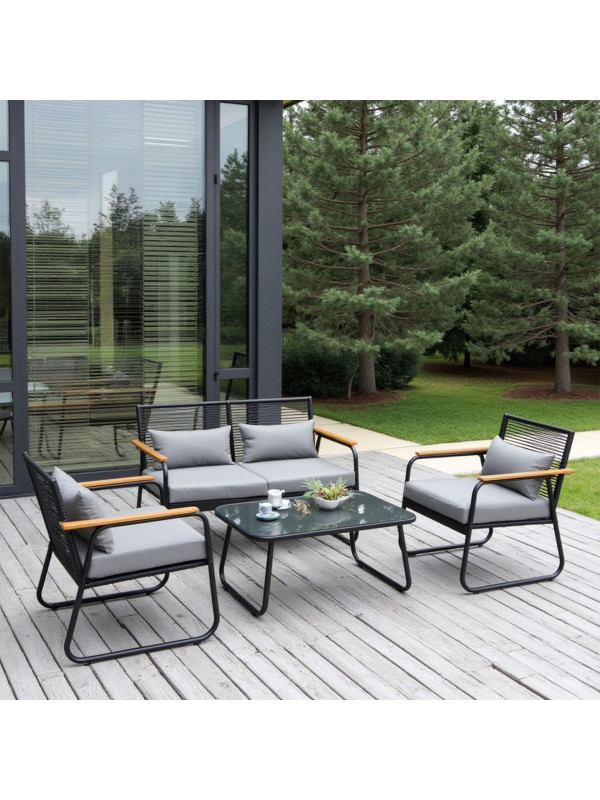 Комплект садовой мебели AksHome Gardenia черный в интерьере