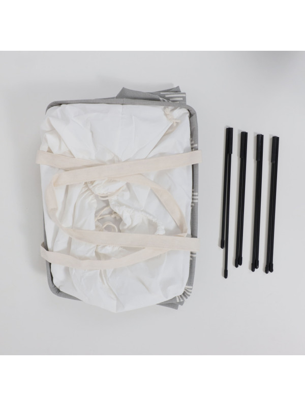 Корзина для белья AksHome Becky серый (стрелы) в разобранном виде