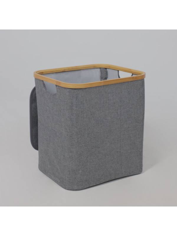 Корзина для белья AksHome Essence серый с открытой крышкой