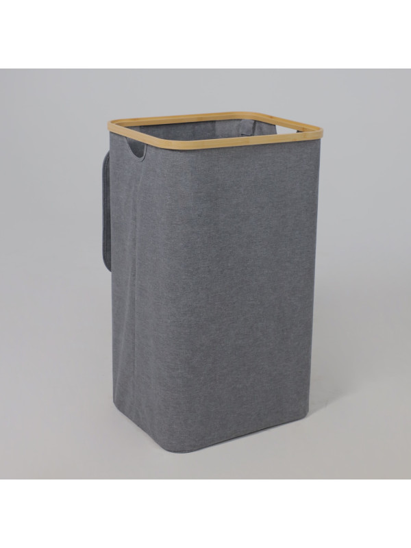 Корзина для белья AksHome Ethreal серый с открытой крышкой