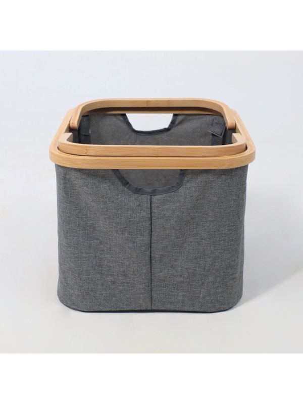 Корзина для белья AksHome Iris-2 серый сбоку