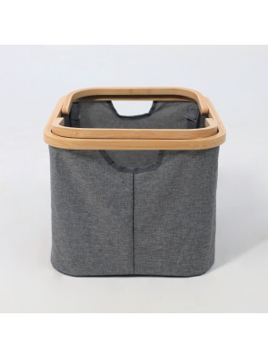 Корзина для белья AksHome Iris-2 серый сбоку