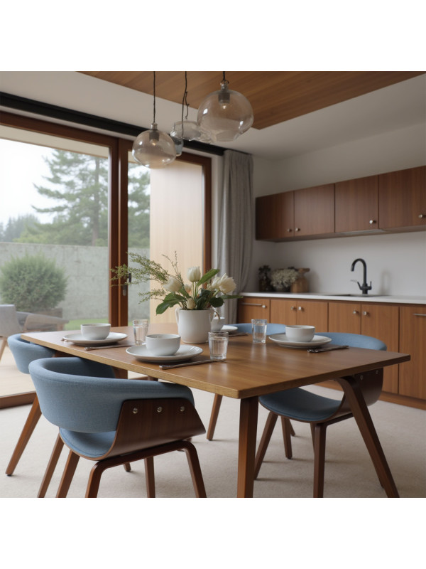 Стул AksHome Mody голубой/орех в интерьере