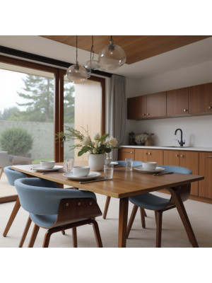 Стул AksHome Mody голубой/орех в интерьере