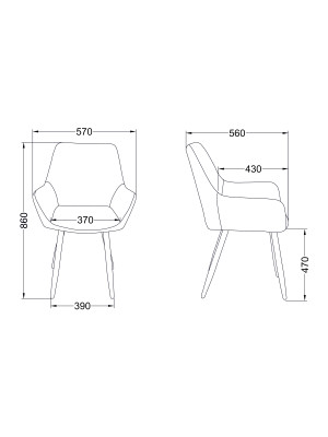 Стул AksHome Pablo черный схема