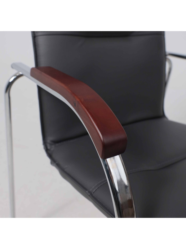 Стул офисный AksHome Samba Aks-1 серый/дерево деревянные подлокотники