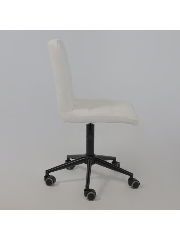 Кресло компьютерное AksHome Sonata молочный/черный  сбоку