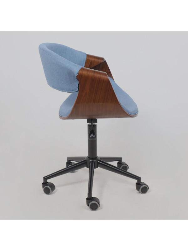 Кресло компьютерное AksHome Angara голубой/черный сбоку